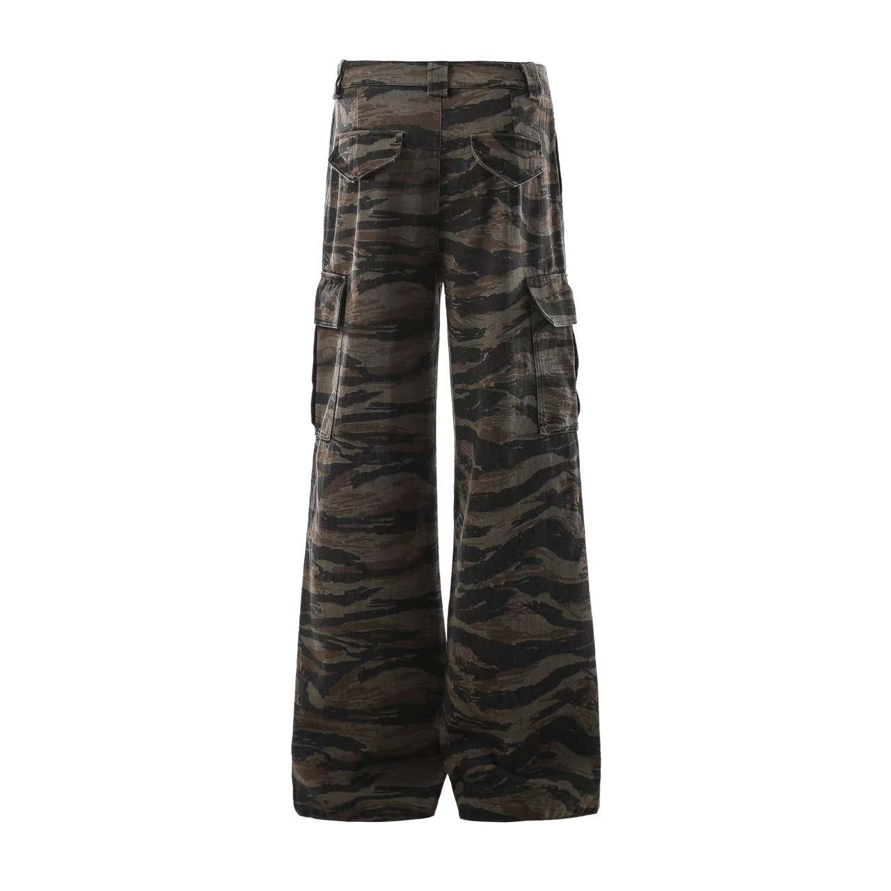 Camo Wide-Leg Cargo Pants