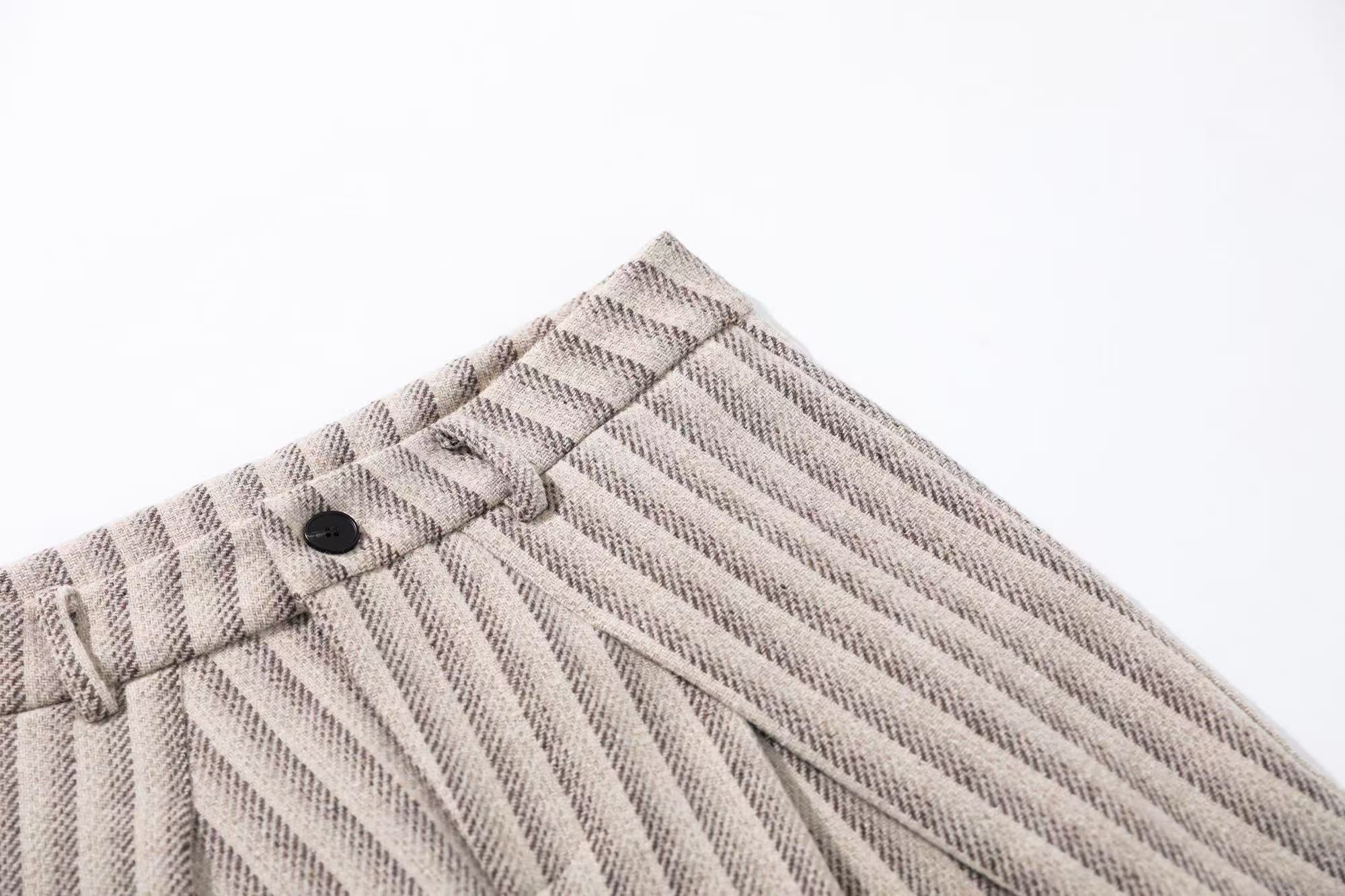 Striped Casual Wide-Leg Suit Pants