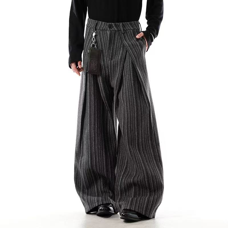 Striped Casual Wide-Leg Suit Pants