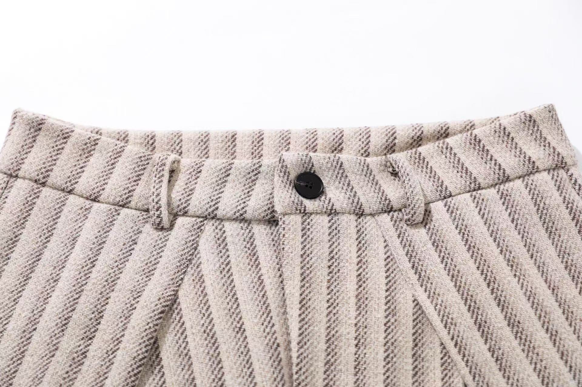Striped Casual Wide-Leg Suit Pants