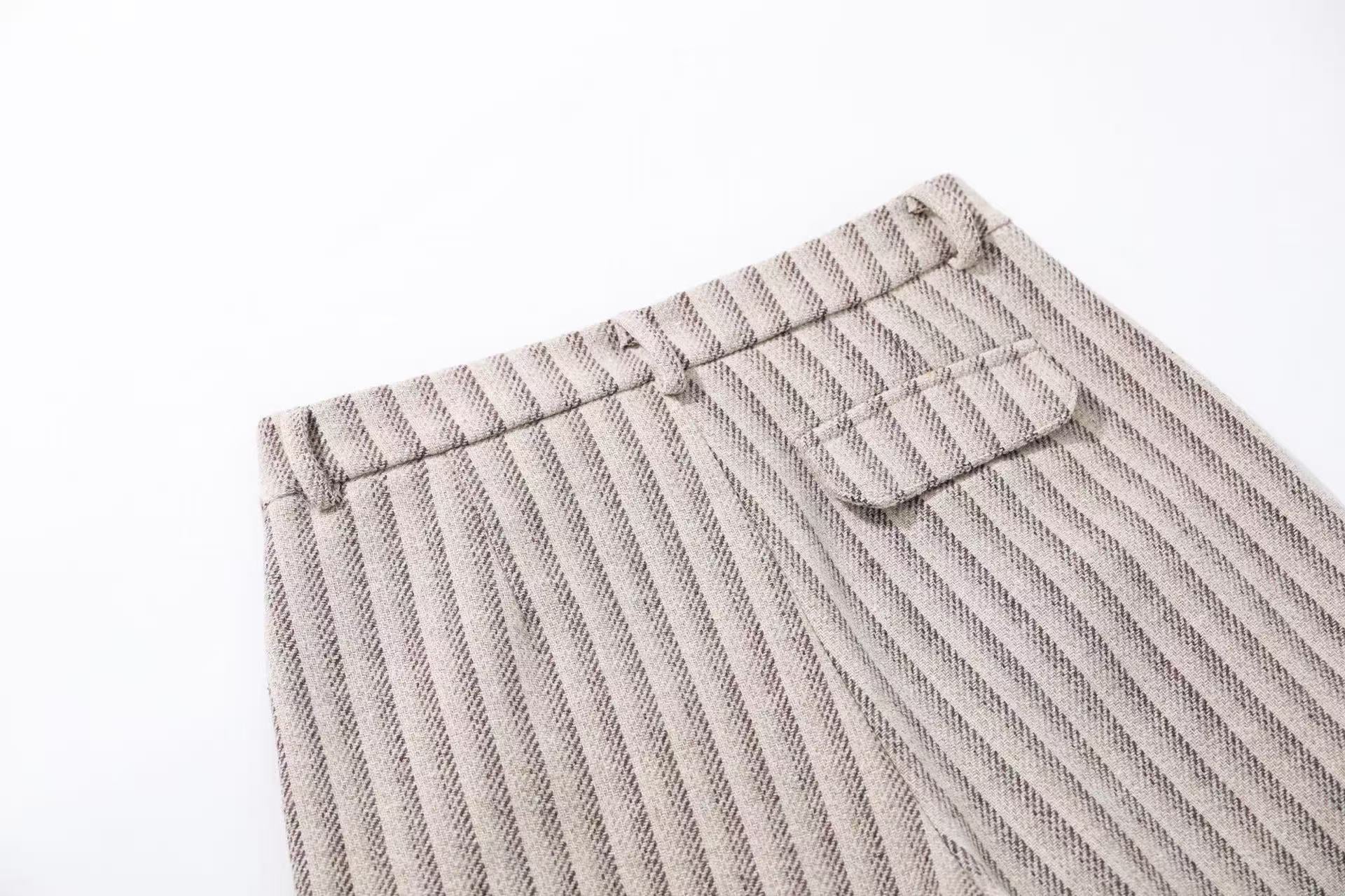 Striped Casual Wide-Leg Suit Pants