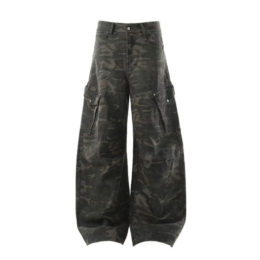 Camo Wide-Leg Cargo Pants