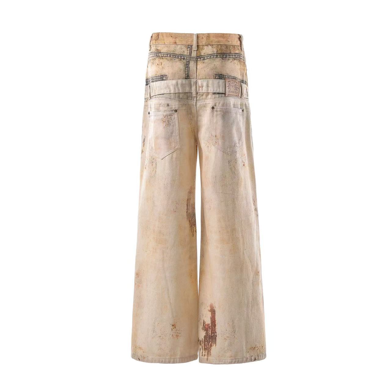 Distressed Wide-Leg Jeans