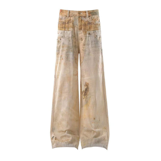 Distressed Wide-Leg Jeans