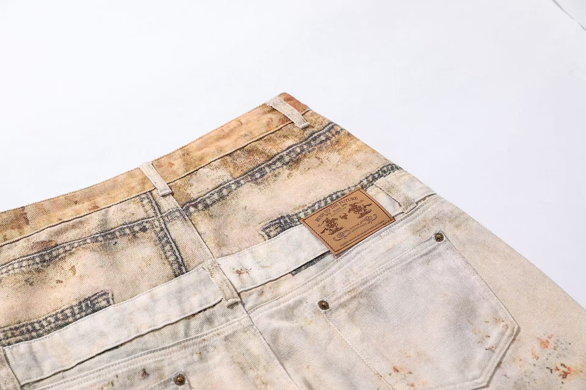 Distressed Wide-Leg Jeans