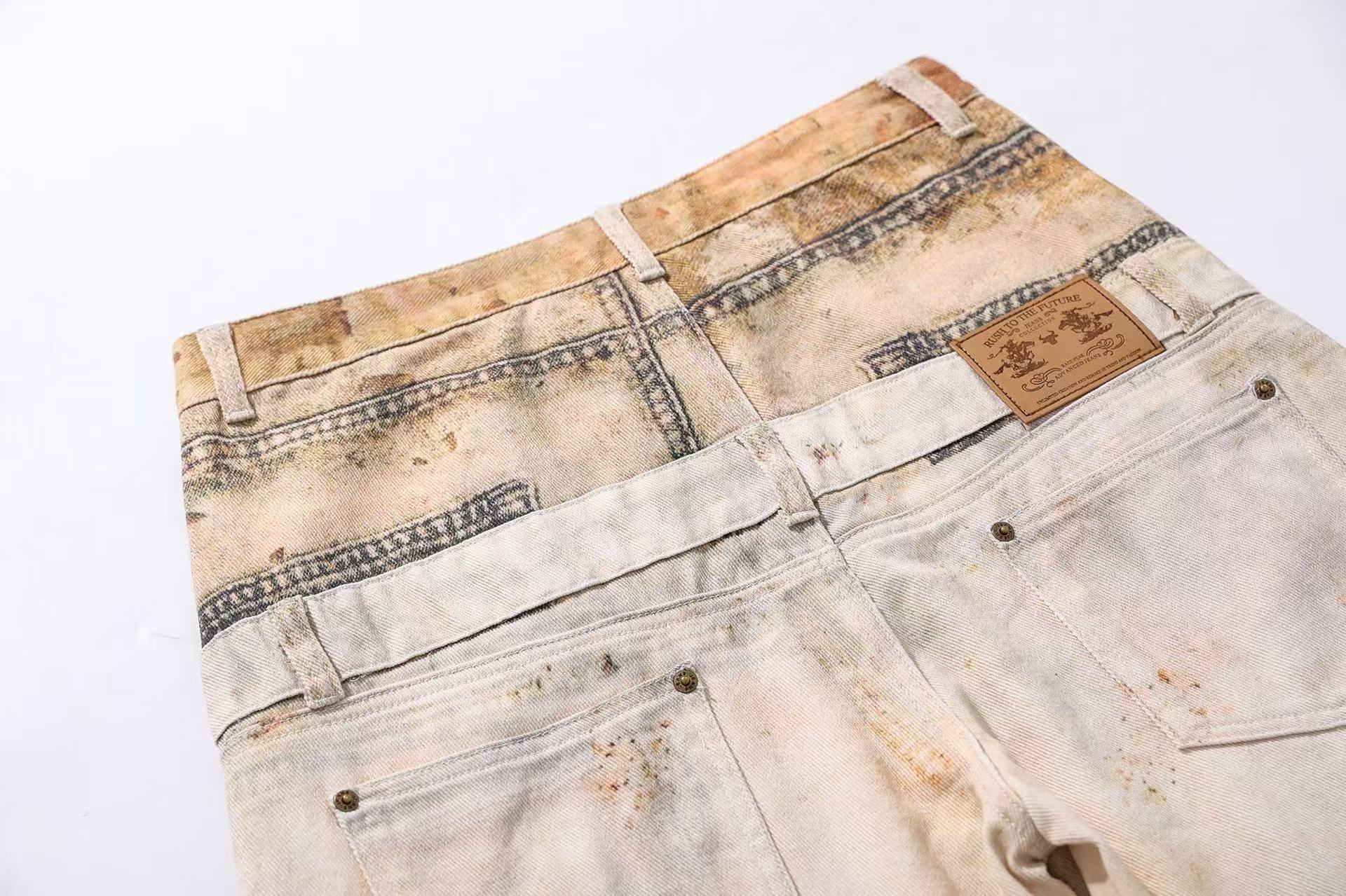 Distressed Wide-Leg Jeans
