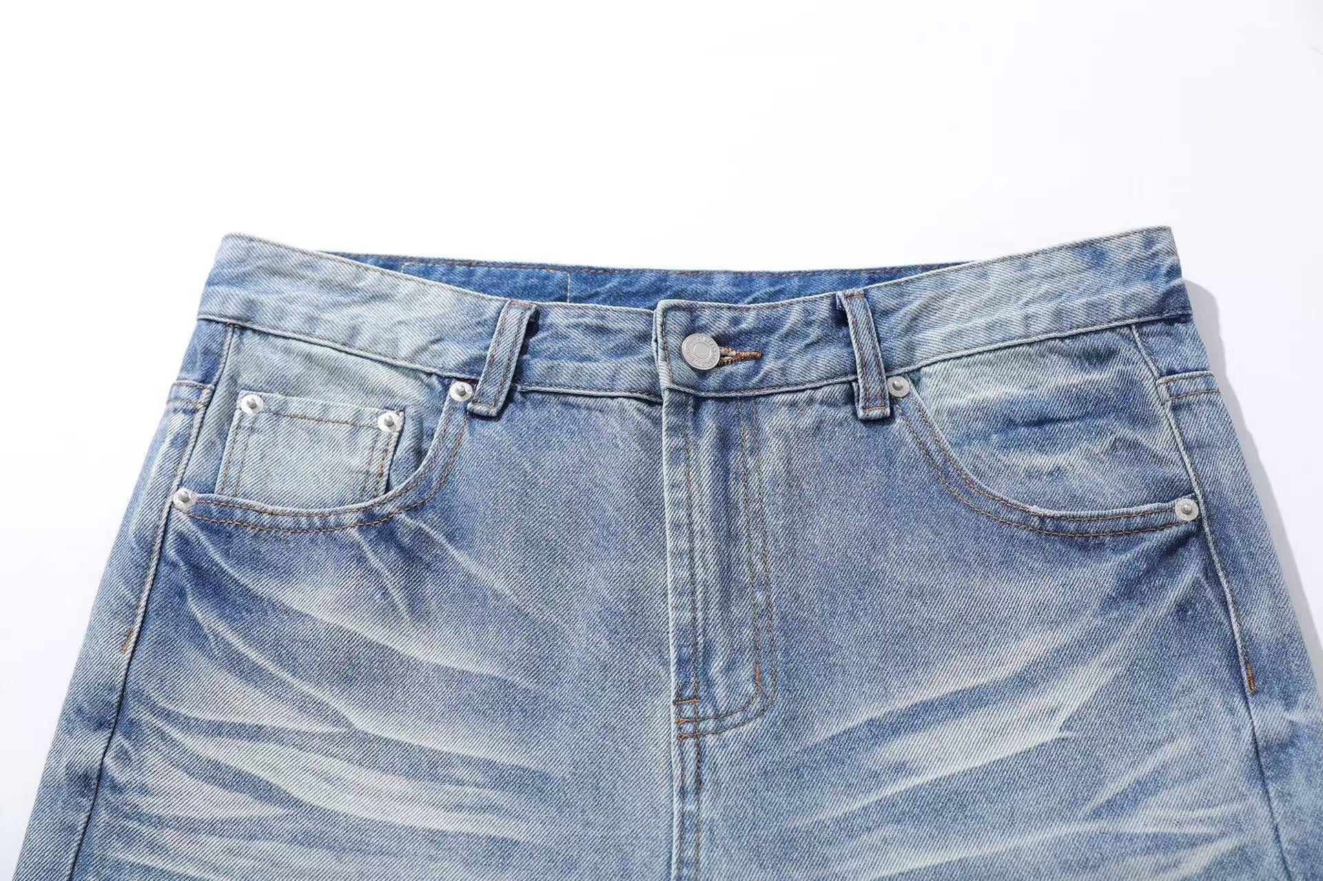 Washed Straight-Leg Jeans