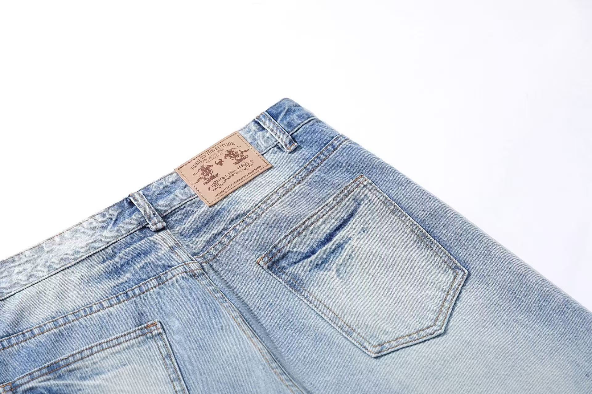 Washed Straight-Leg Jeans