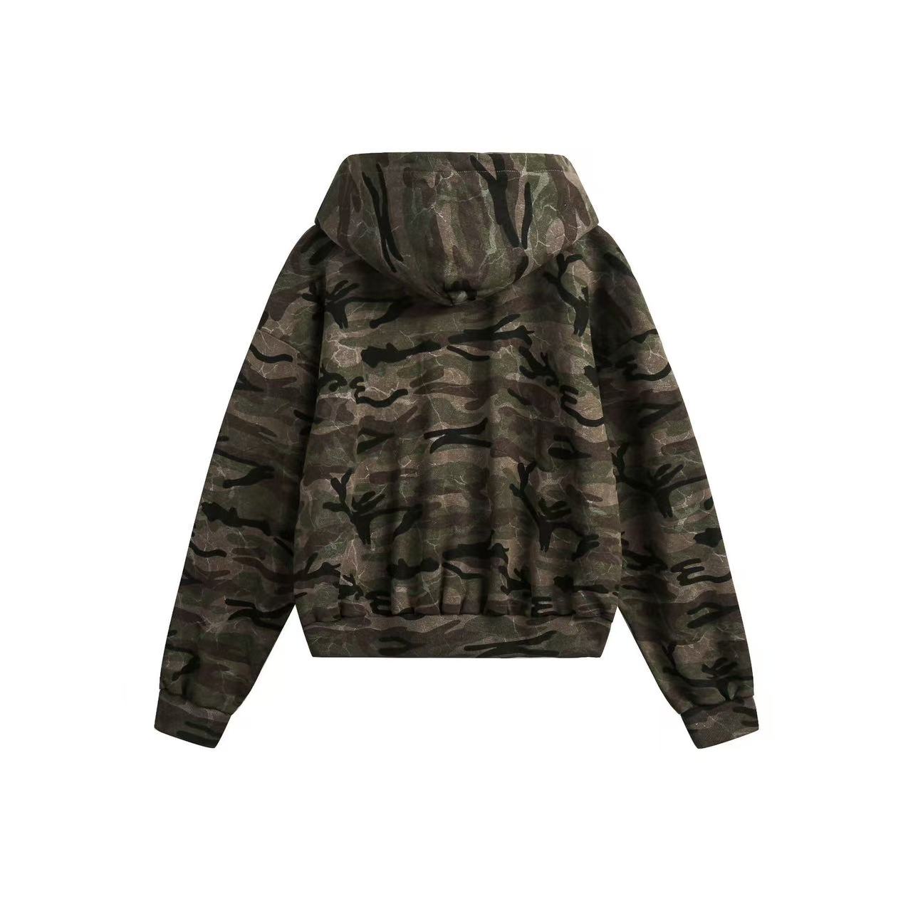Street Style Camo Zip-Up Hoodie