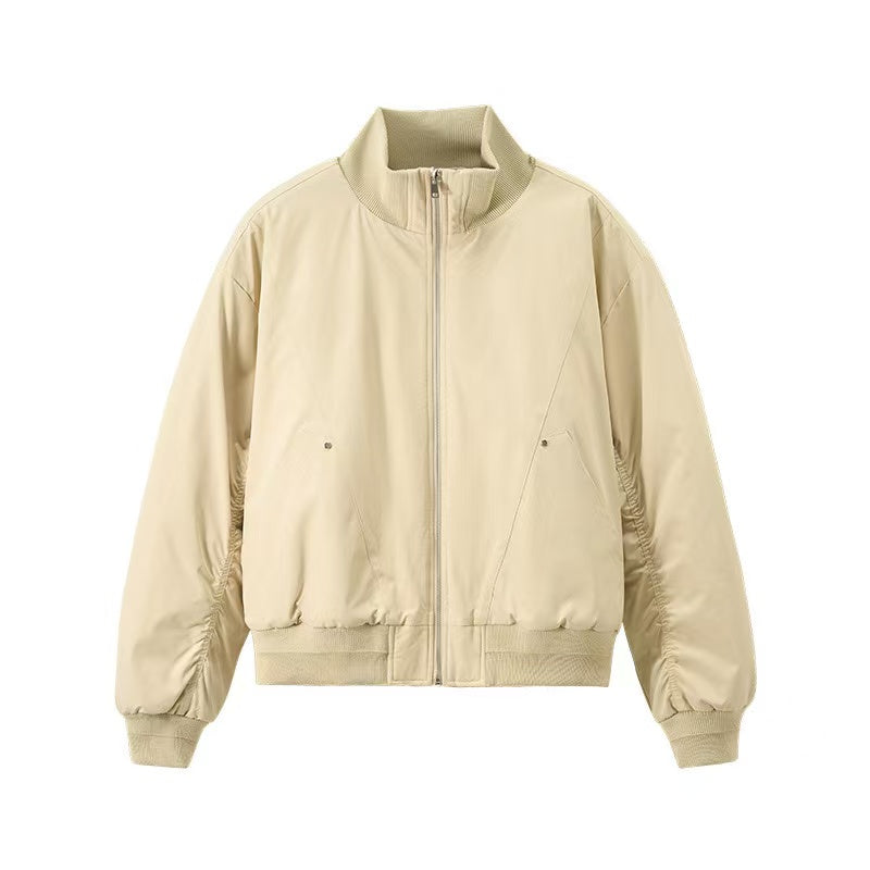 Stand-collar deconstructed bomber jacket