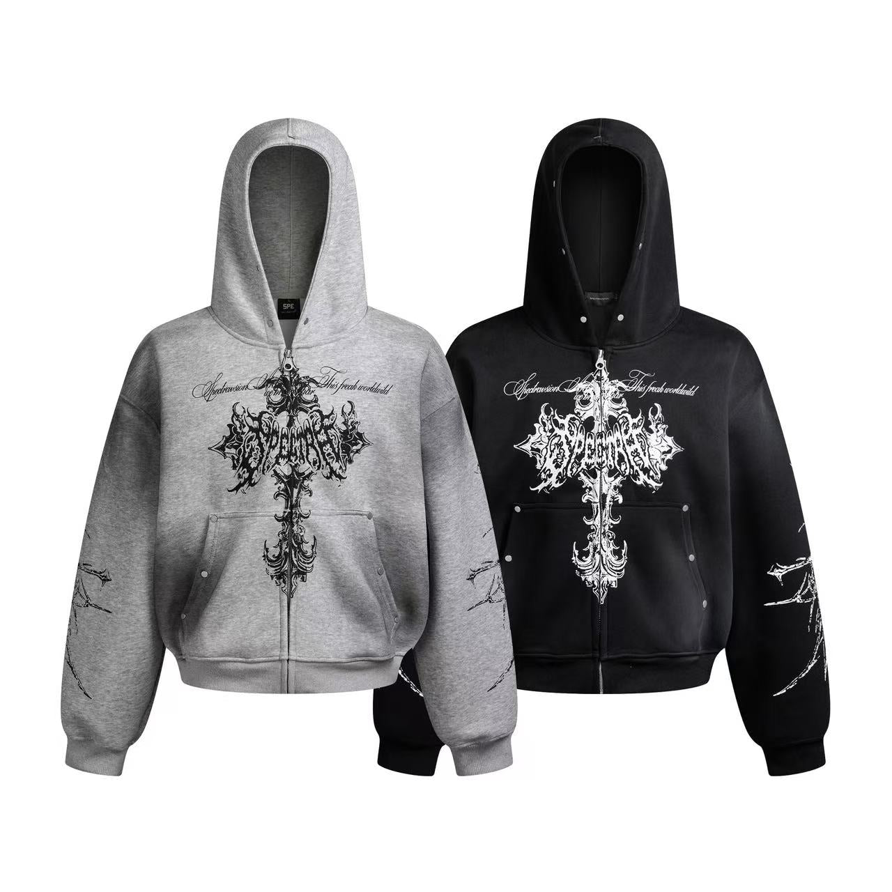 Wasteland Style Dirty Washed Zip-Up Hoodie