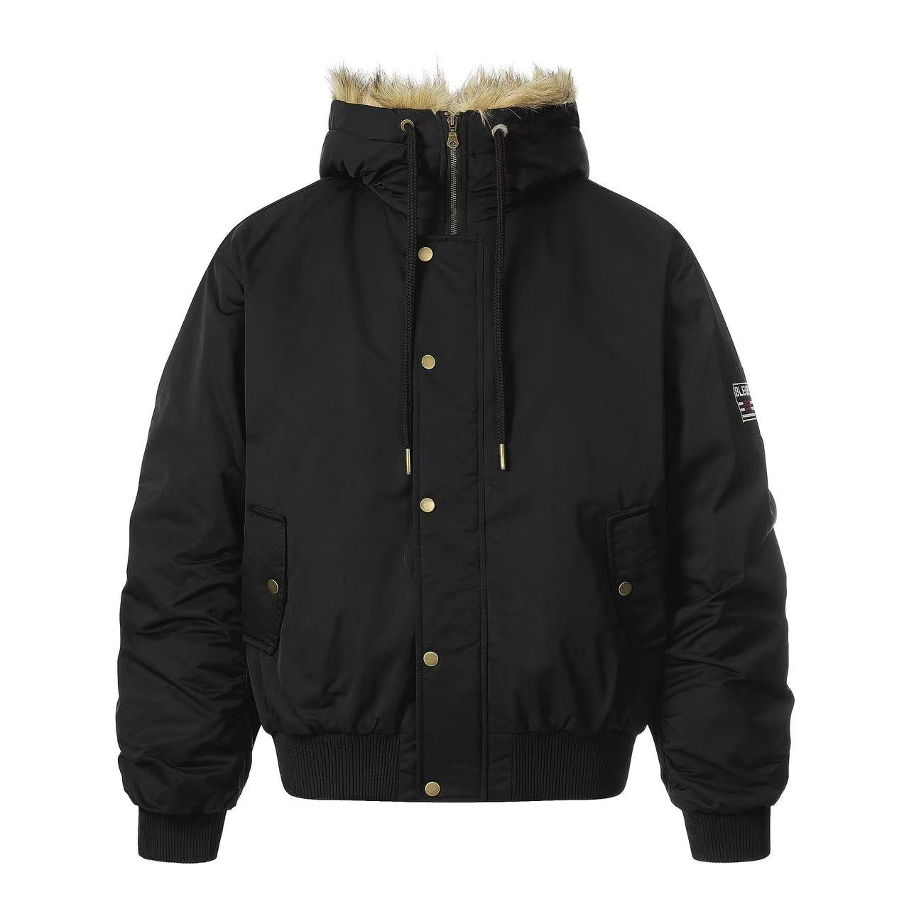 Faux Fur Leopard-Print-Lined Hooded Jacket