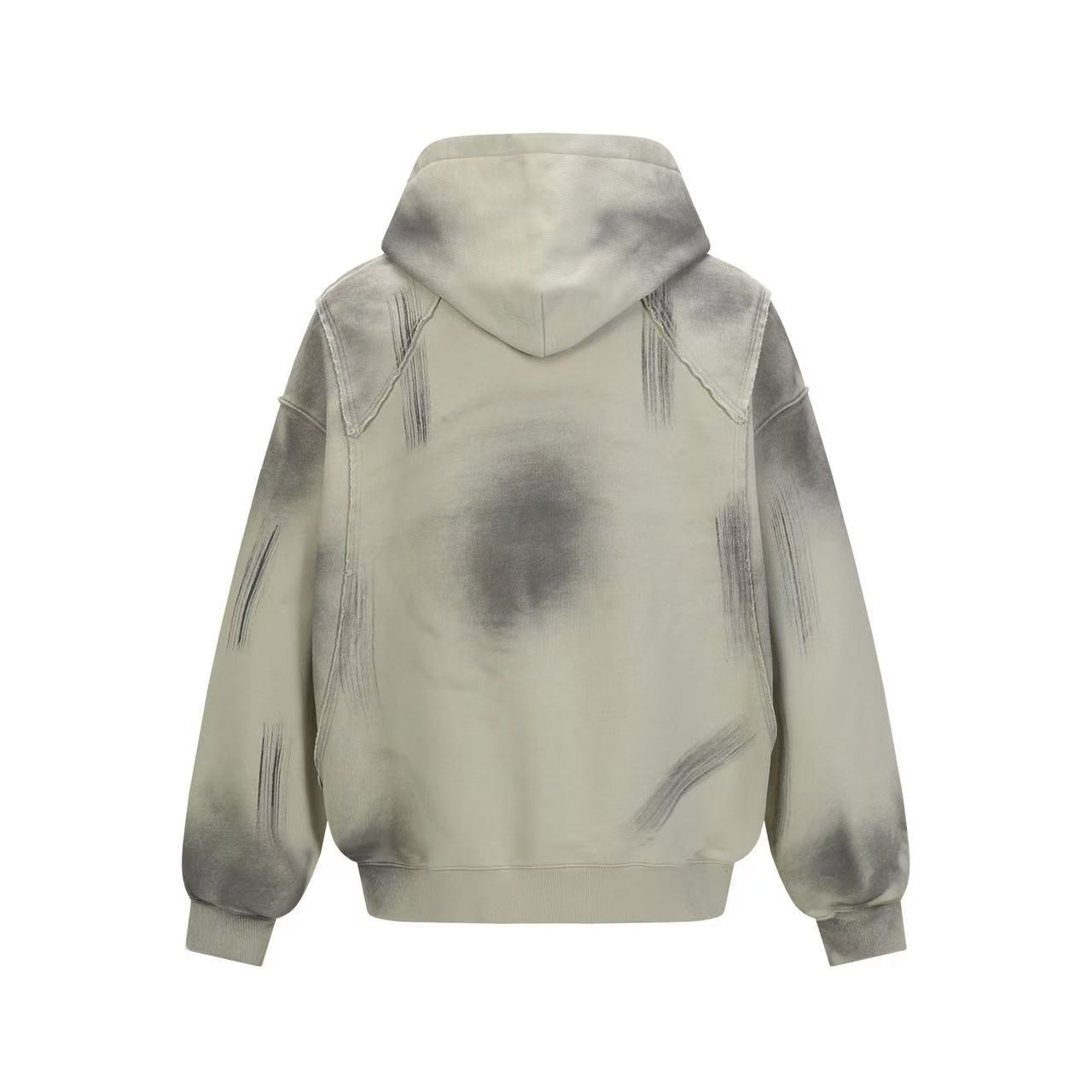 Distressed spray-paint washed hoodie