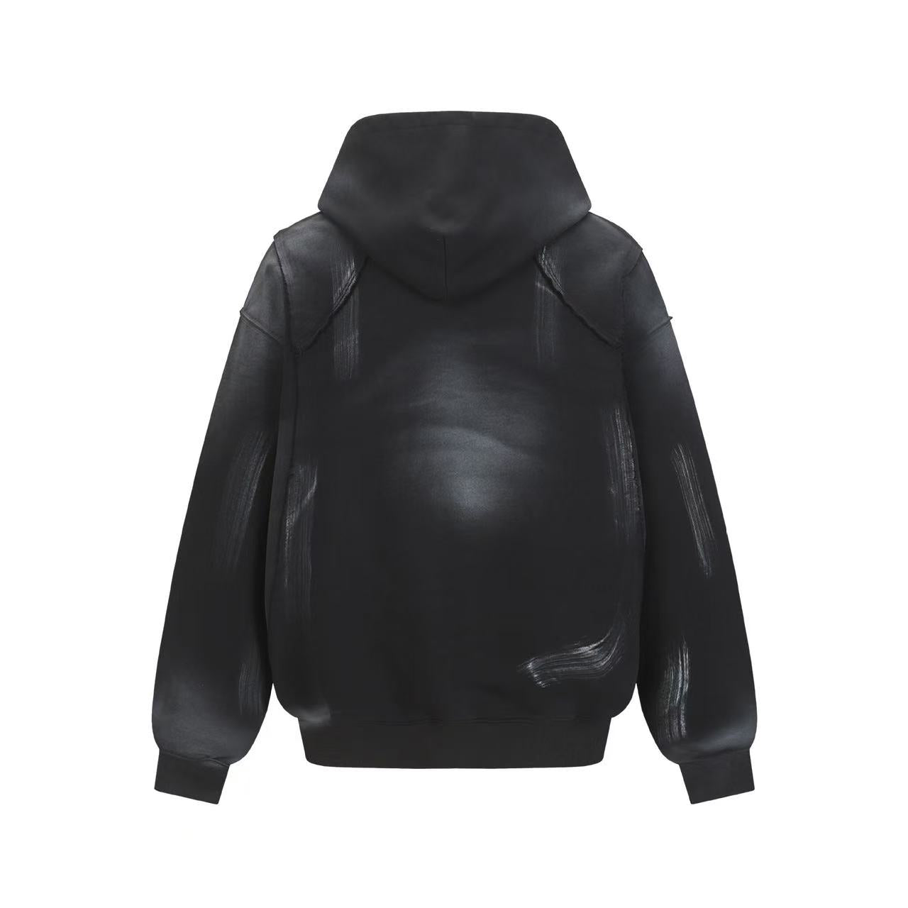 Distressed spray-paint washed hoodie