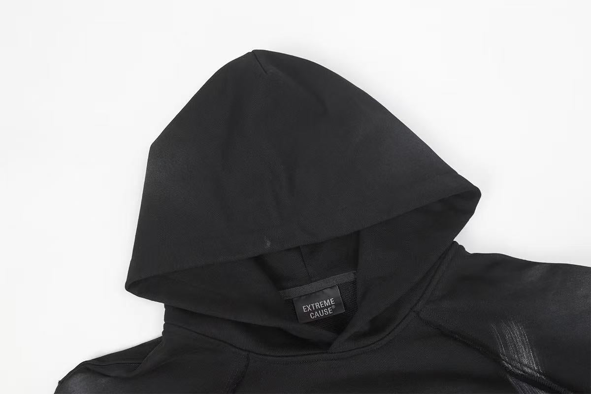 Distressed spray-paint washed hoodie