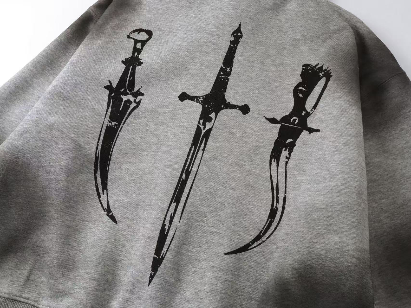Street Style Retro Printed Zip-Up Hoodie