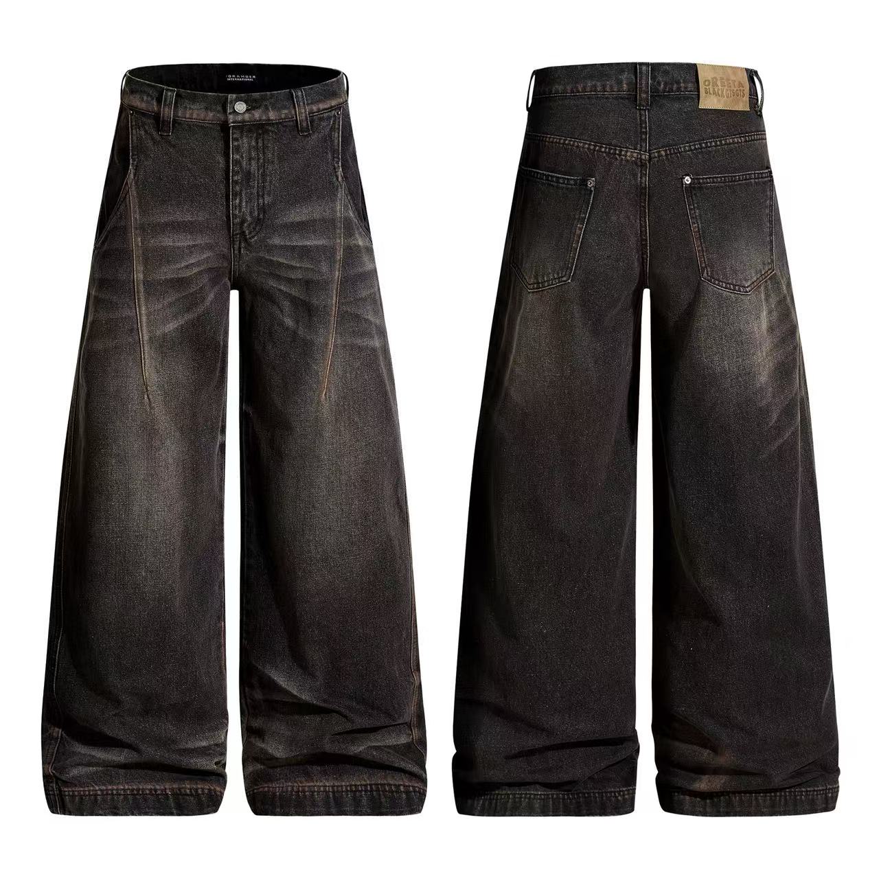 Vintage Distressed Wide-Leg Jeans
