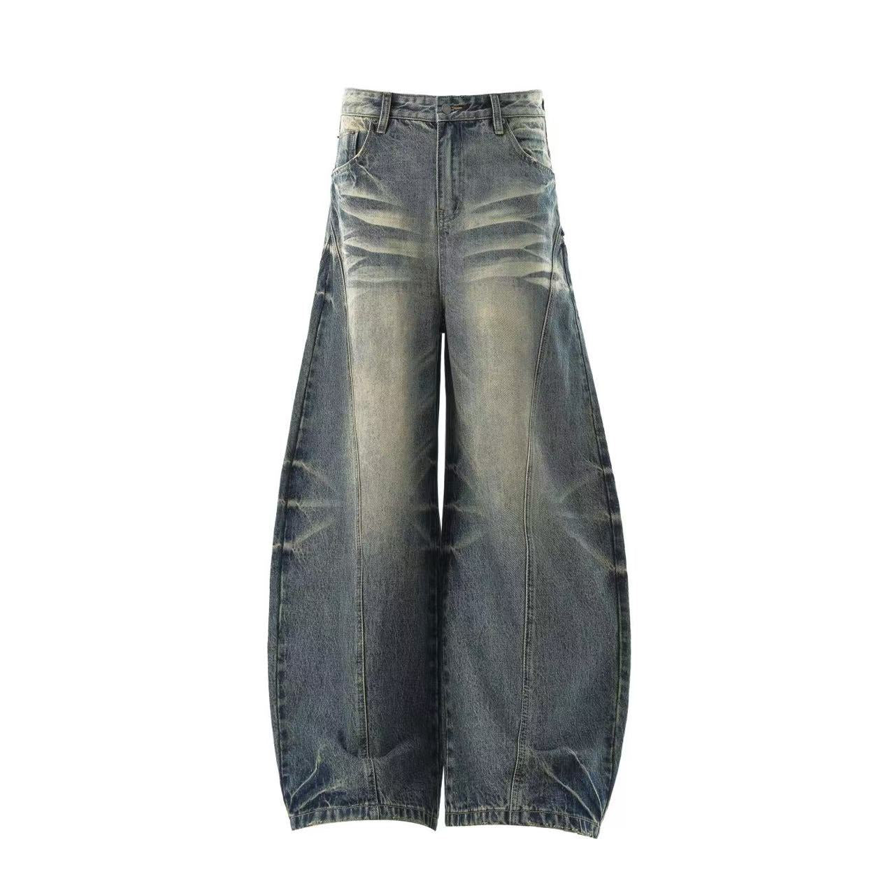 Washed Cleanfit Wide-Leg Baggy Jeans