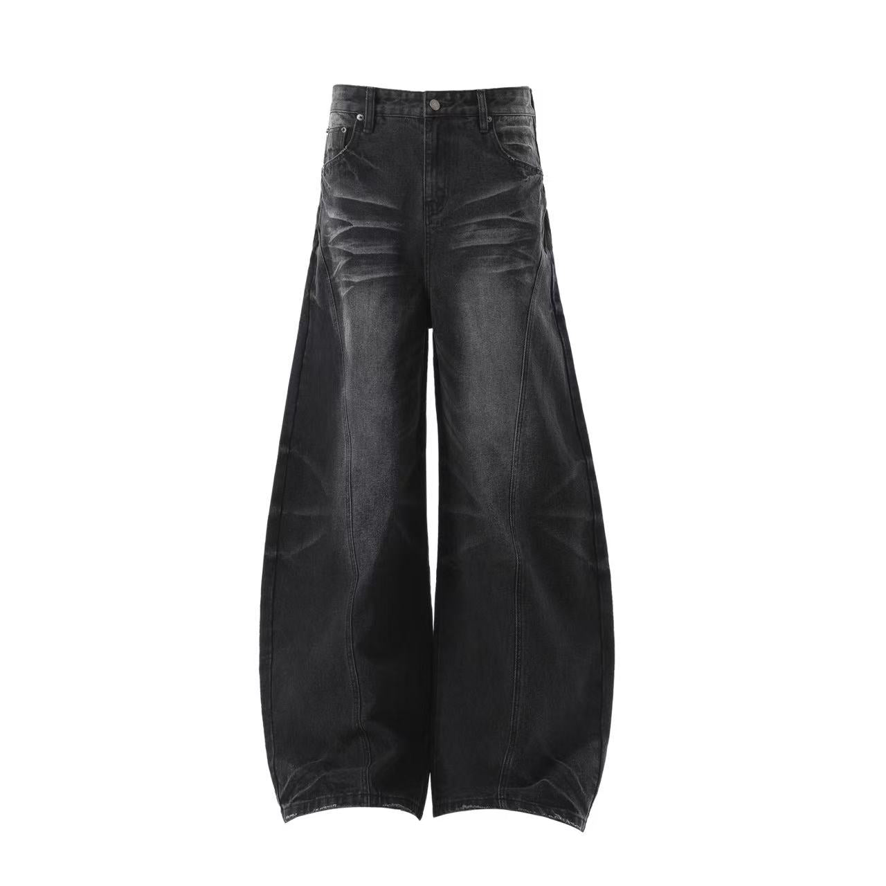 Washed Cleanfit Wide-Leg Baggy Jeans