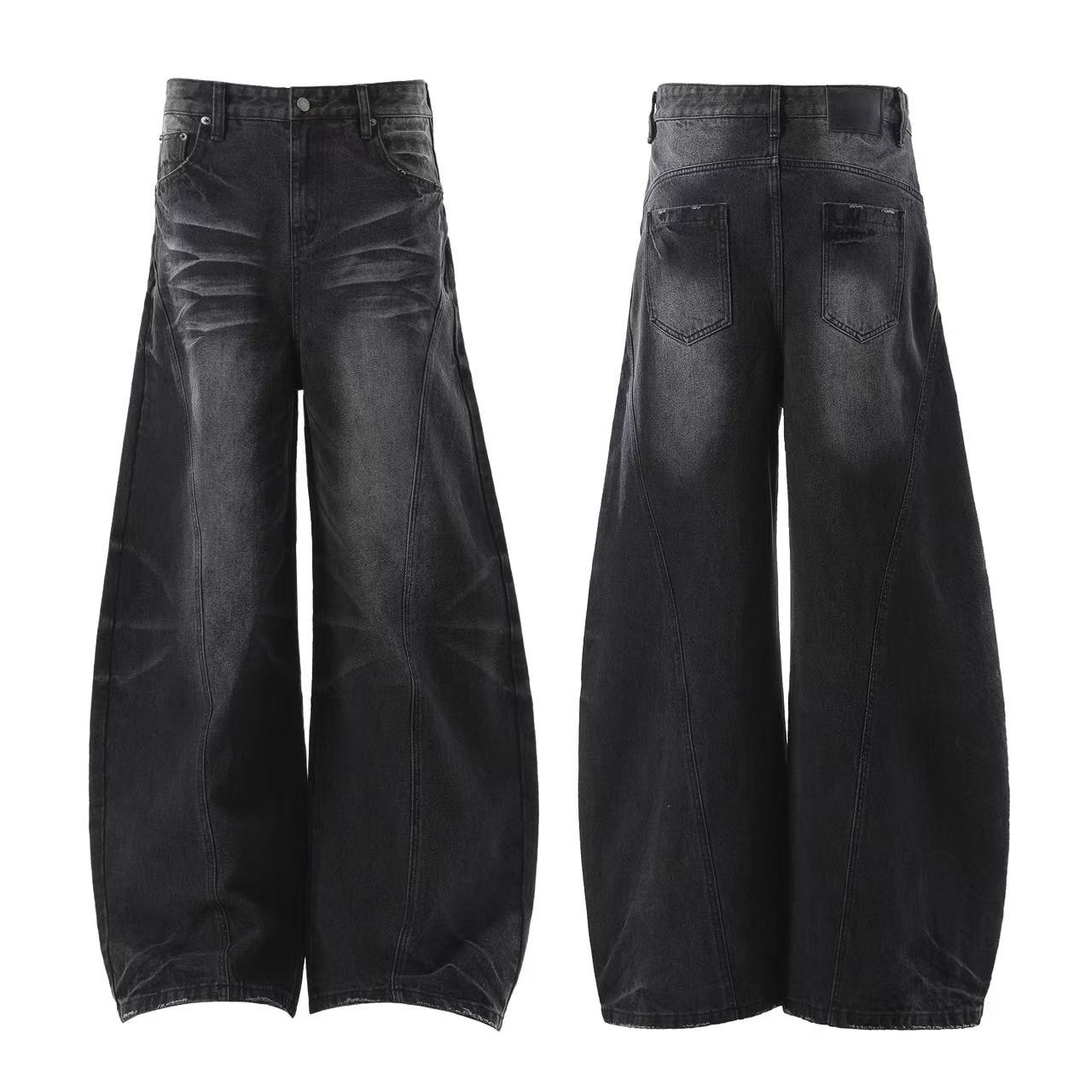 Washed Cleanfit Wide-Leg Baggy Jeans
