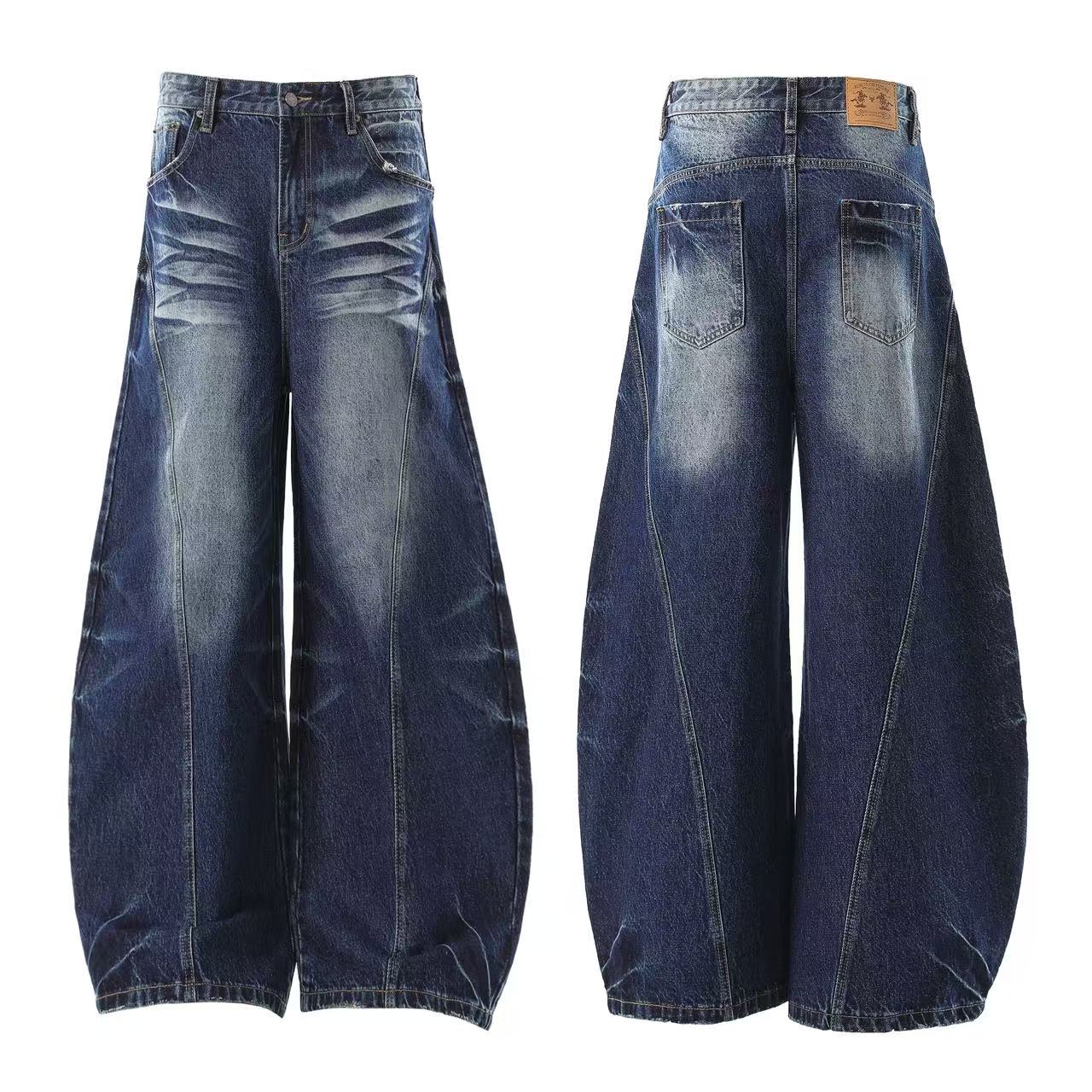 Washed Cleanfit Wide-Leg Baggy Jeans