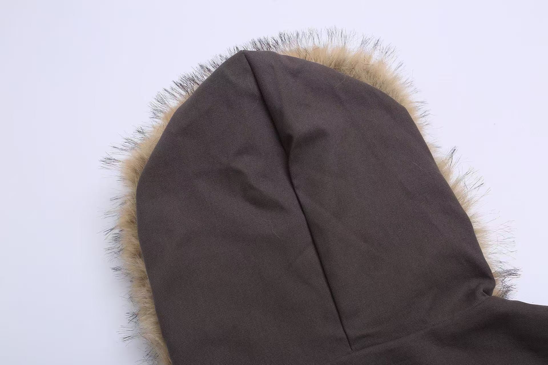 Vintage Top-Stitch Paneled Padded Hooded Jacket
