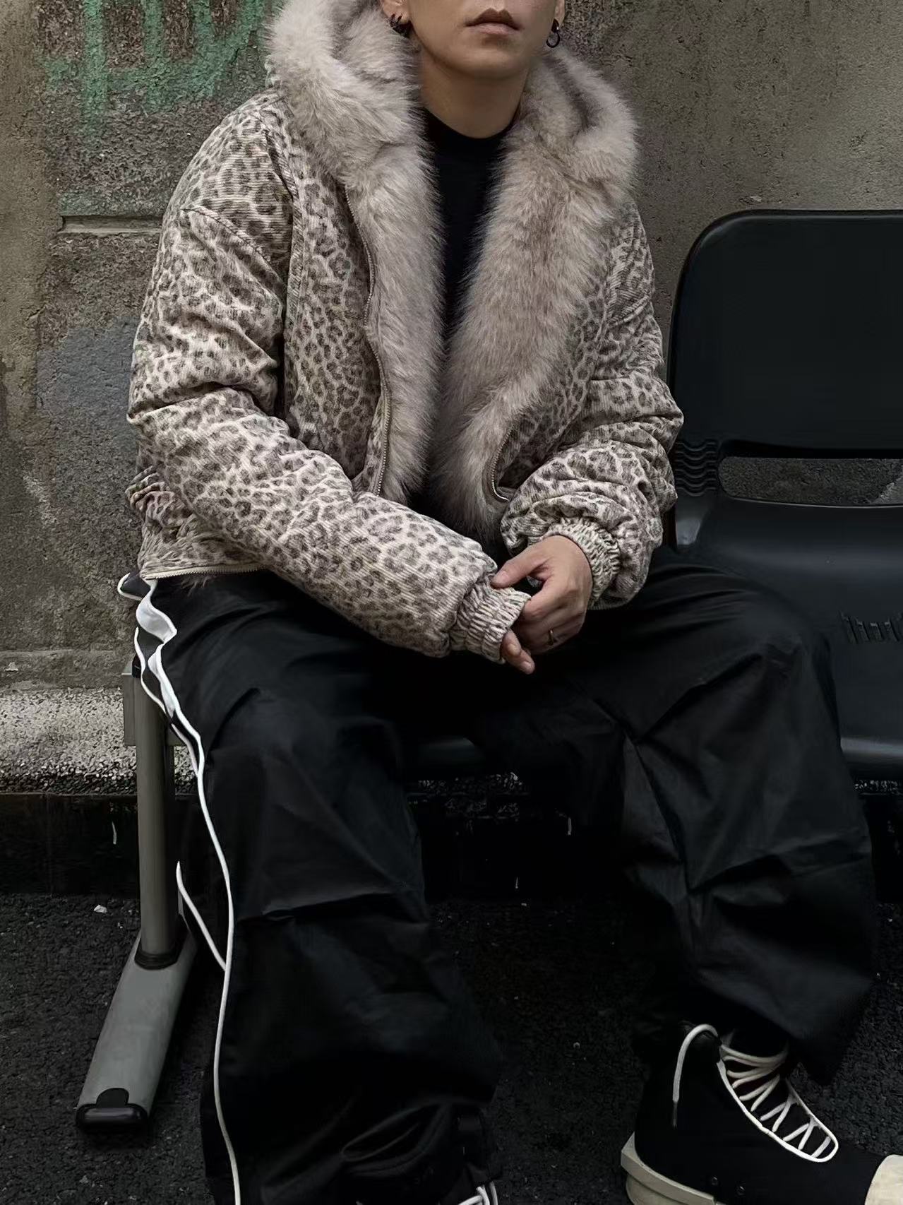 Leopard-Print Faux-Fur Hooded Jacket