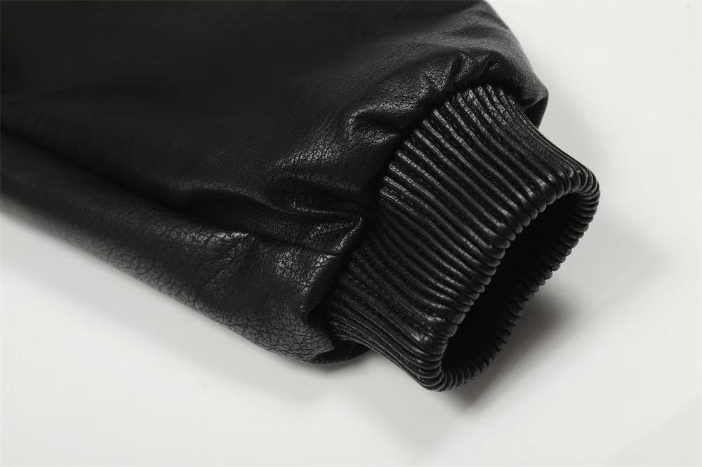 PU Leather Hooded Jacket