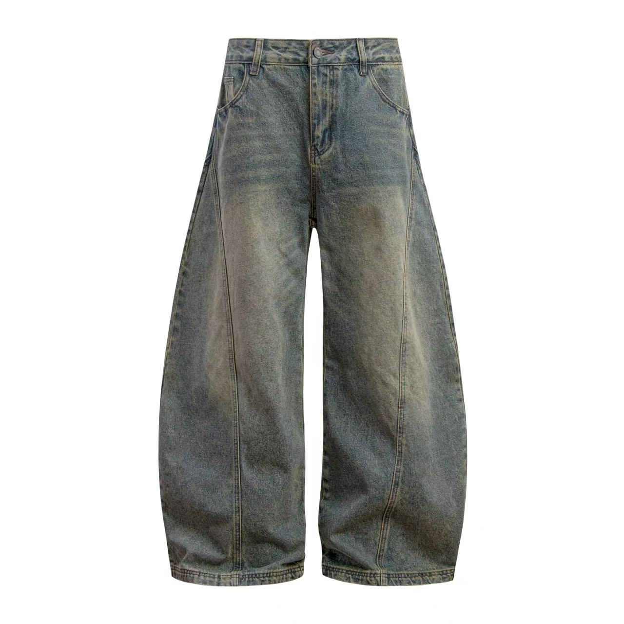 Washed Wide-Leg Baggy Jeans