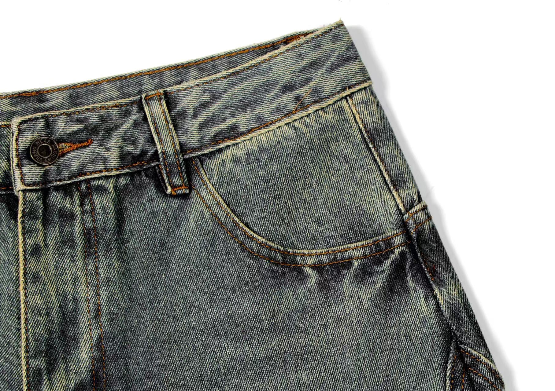 Washed Wide-Leg Baggy Jeans