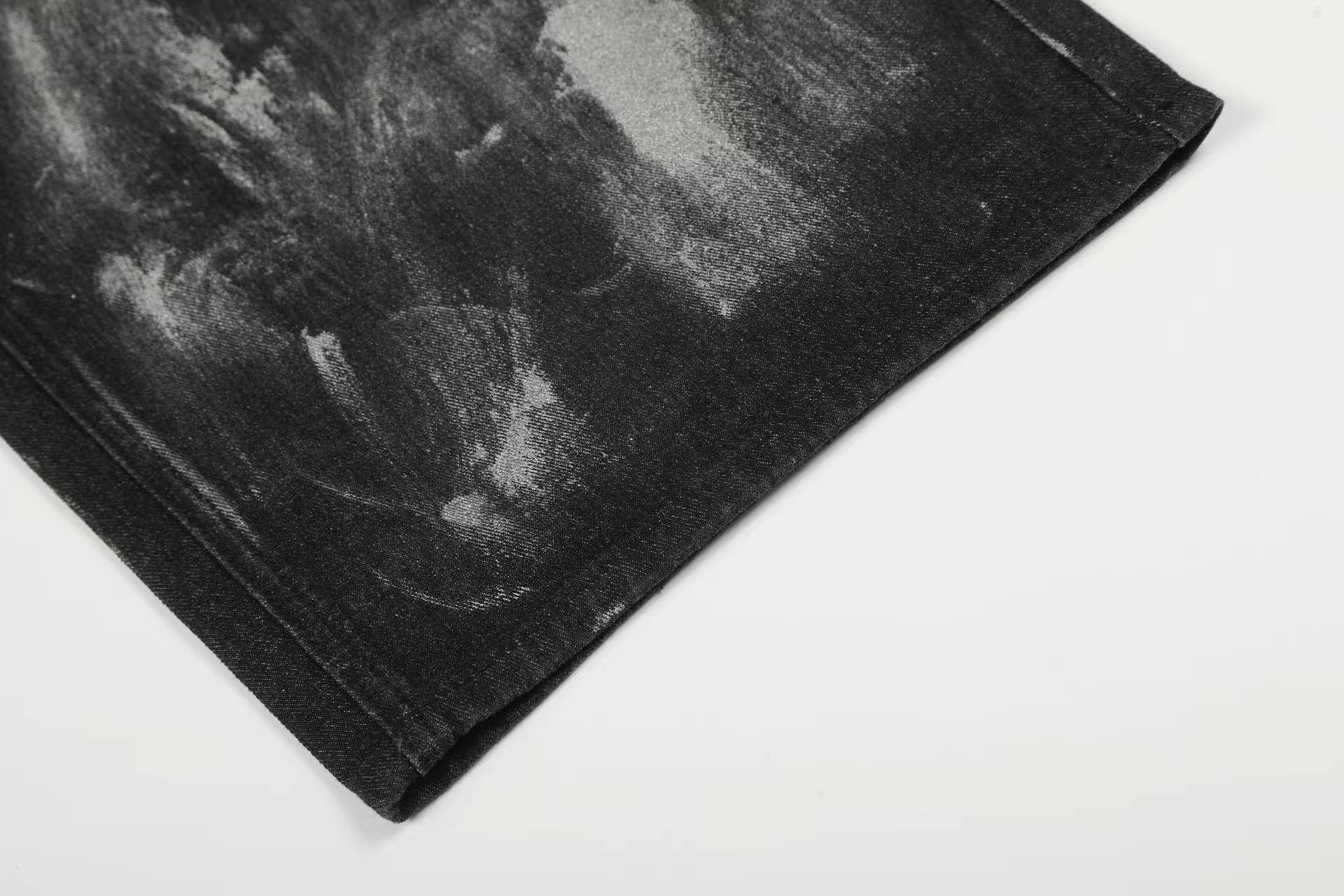 Wasteland-Style Splatter-Bleached Ripped Wide-Leg Jeans