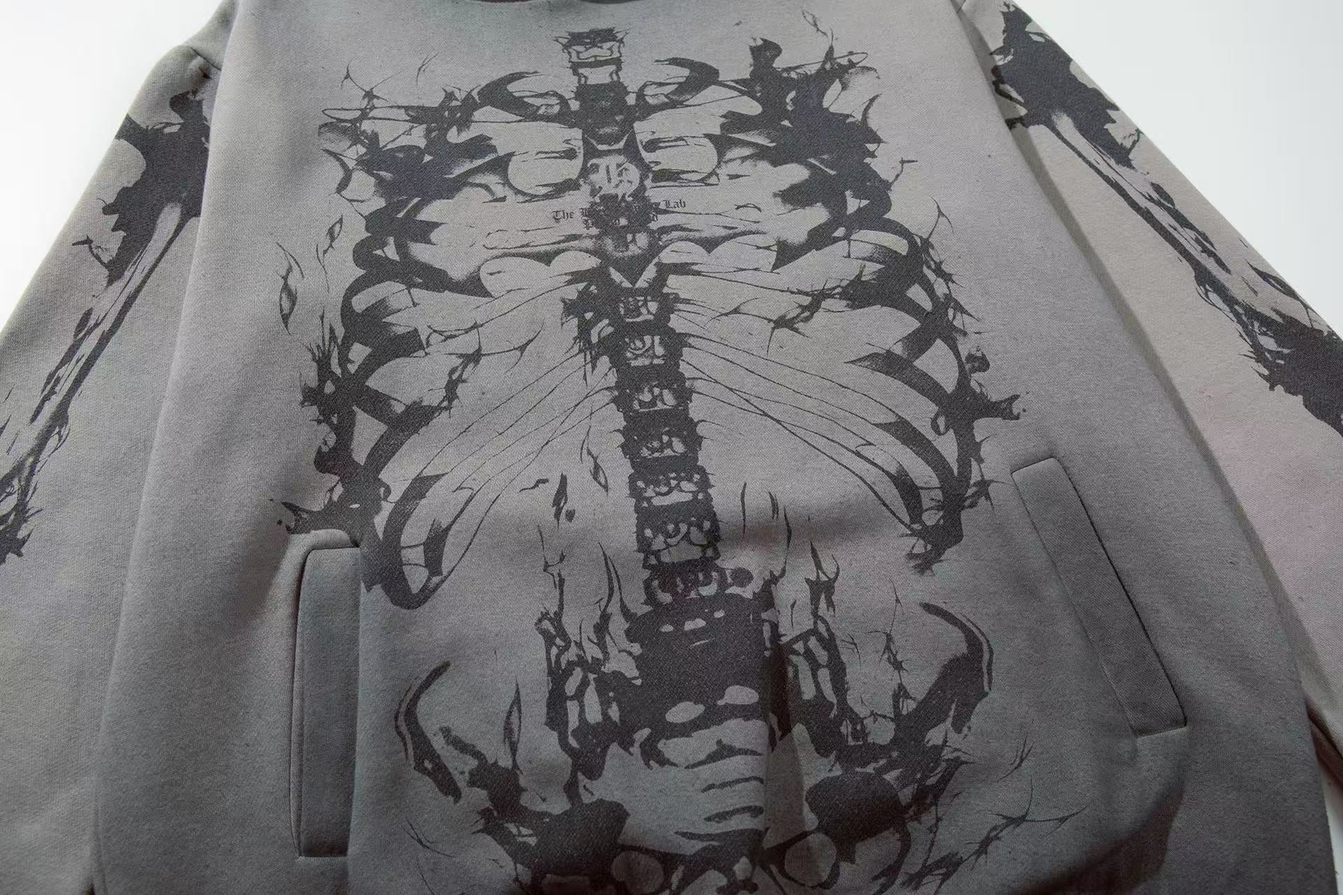 Dark Skull Skeleton Print Hoodie
