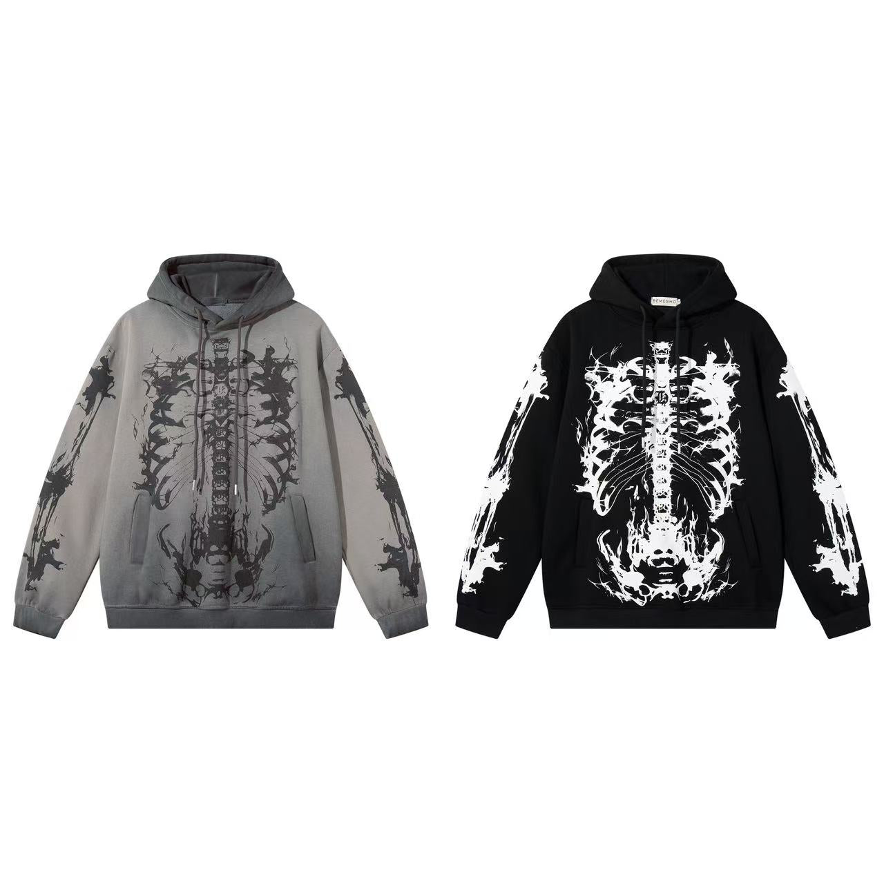 Dark Skull Skeleton Print Hoodie
