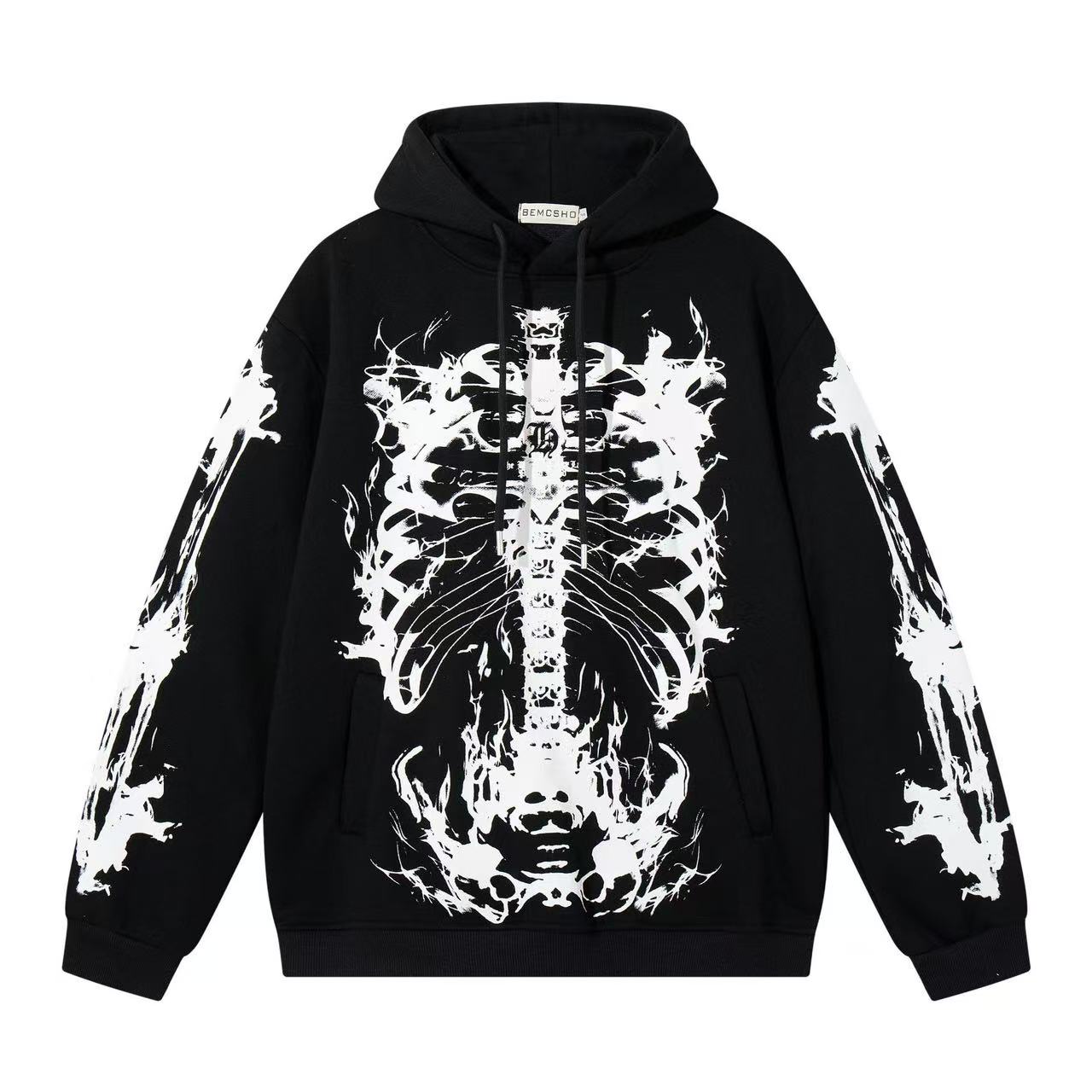 Dark Skull Skeleton Print Hoodie