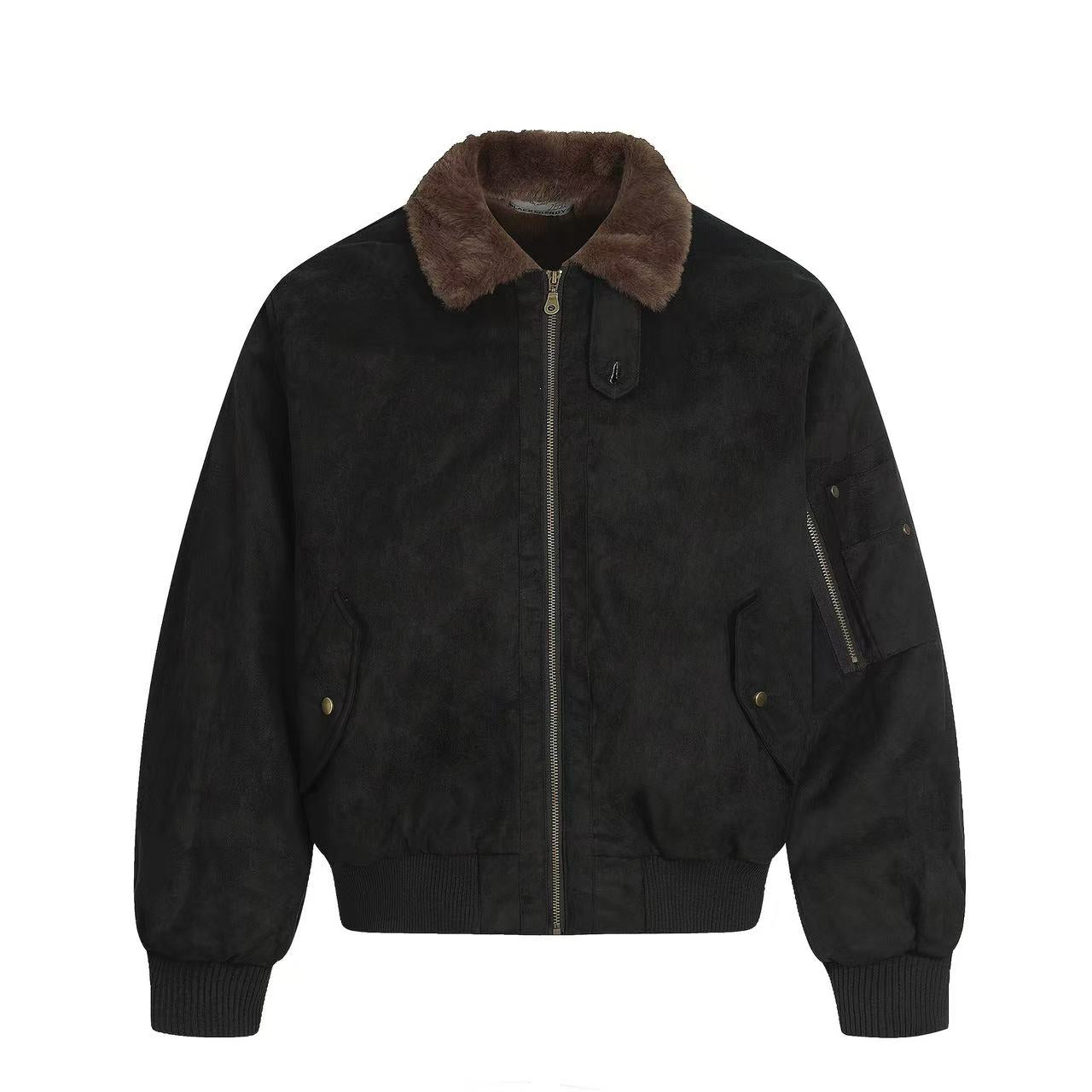 Suede-Lined Thick Bomber Jacket