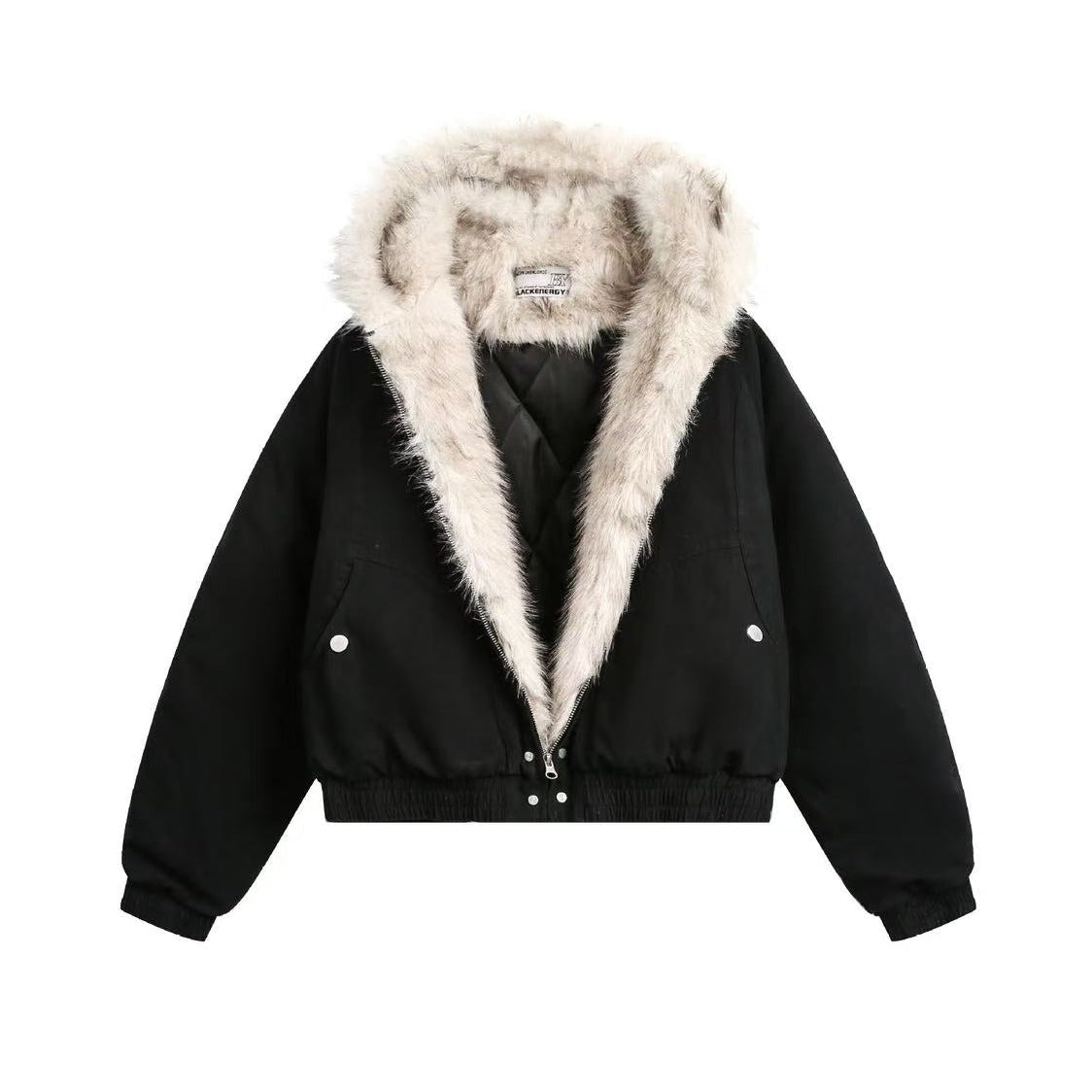 Clean-Fit Faux-Fur Hooded Jacket