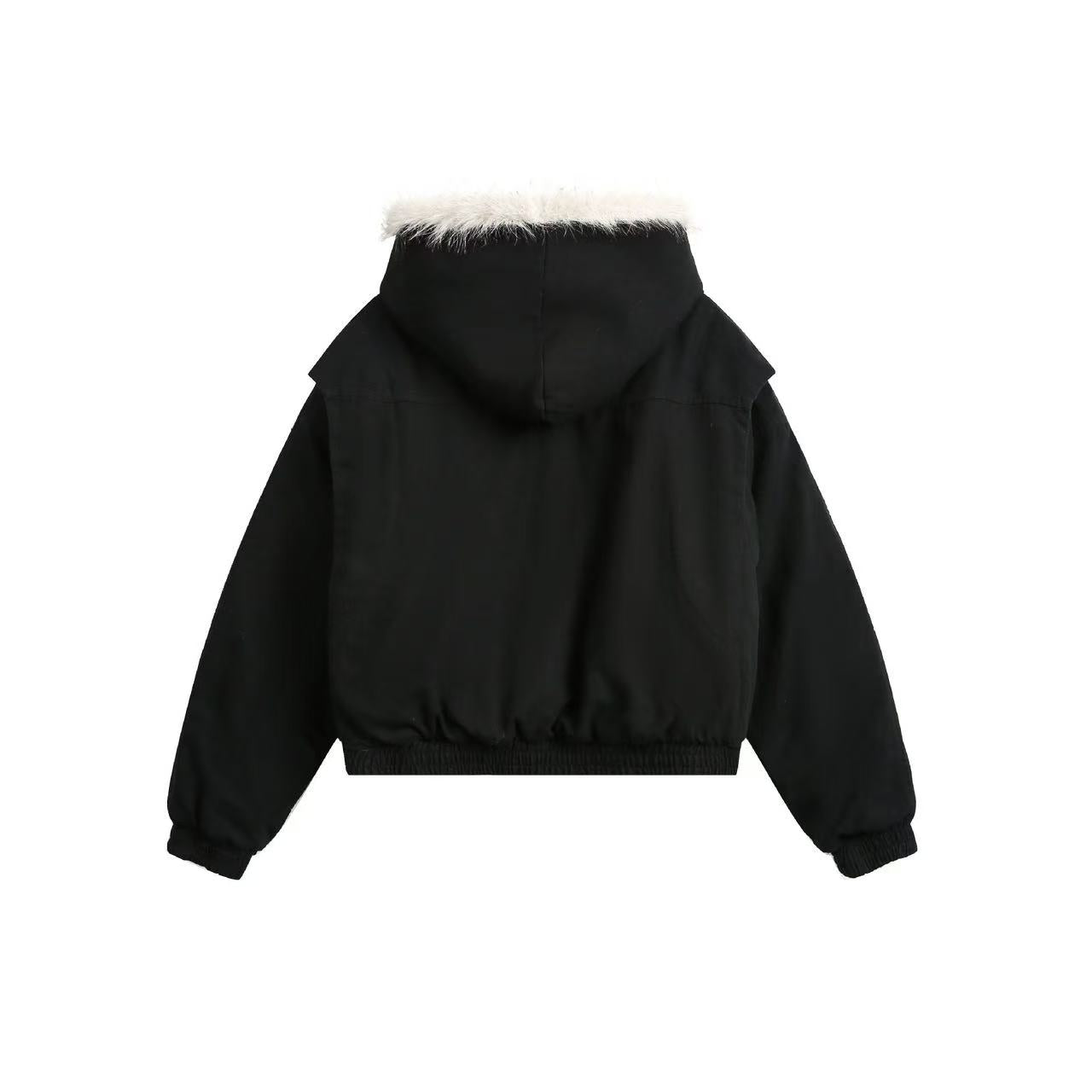Clean-Fit Faux-Fur Hooded Jacket