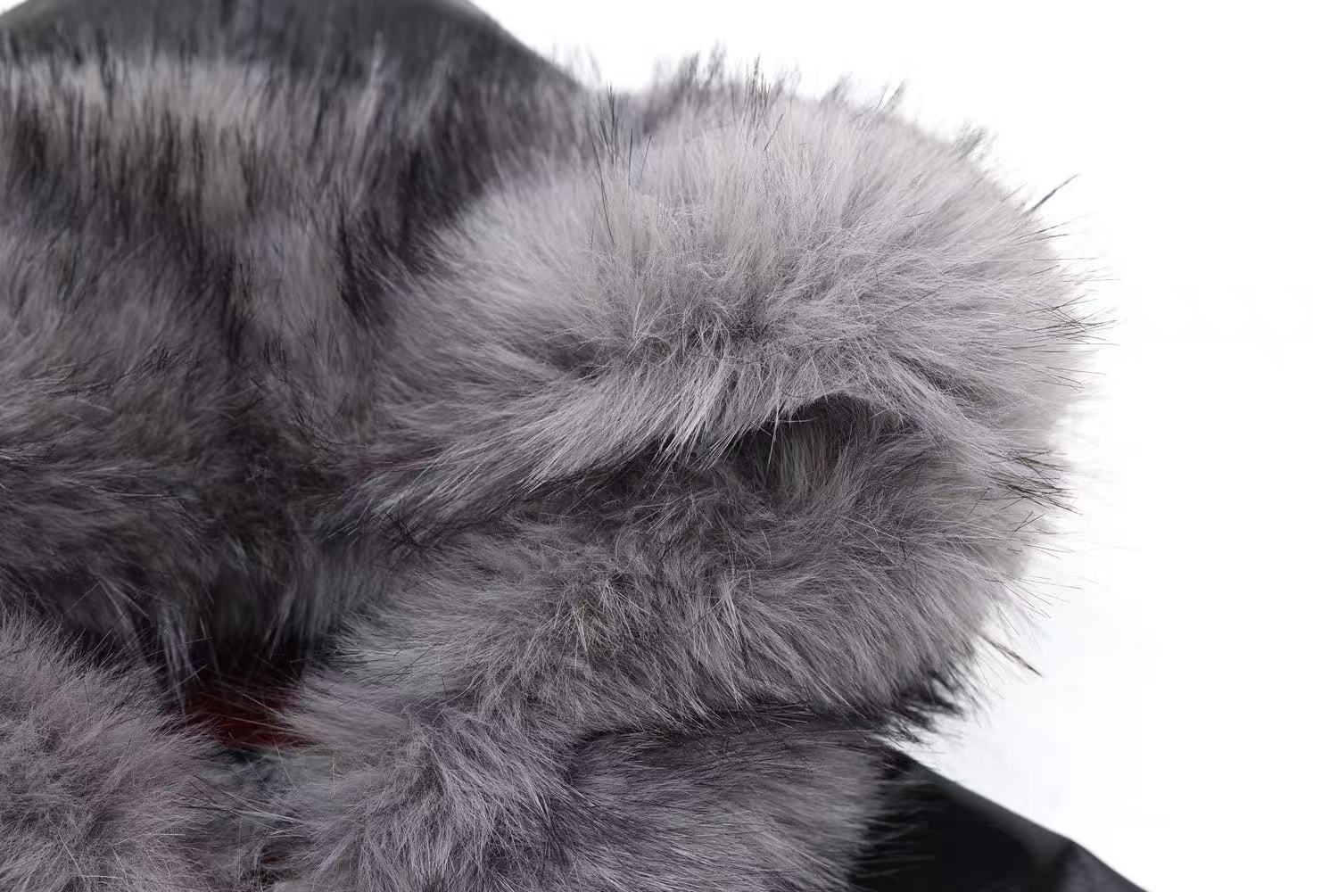 Vintage Pu Leather with Faux-Fur Hooded Jacket