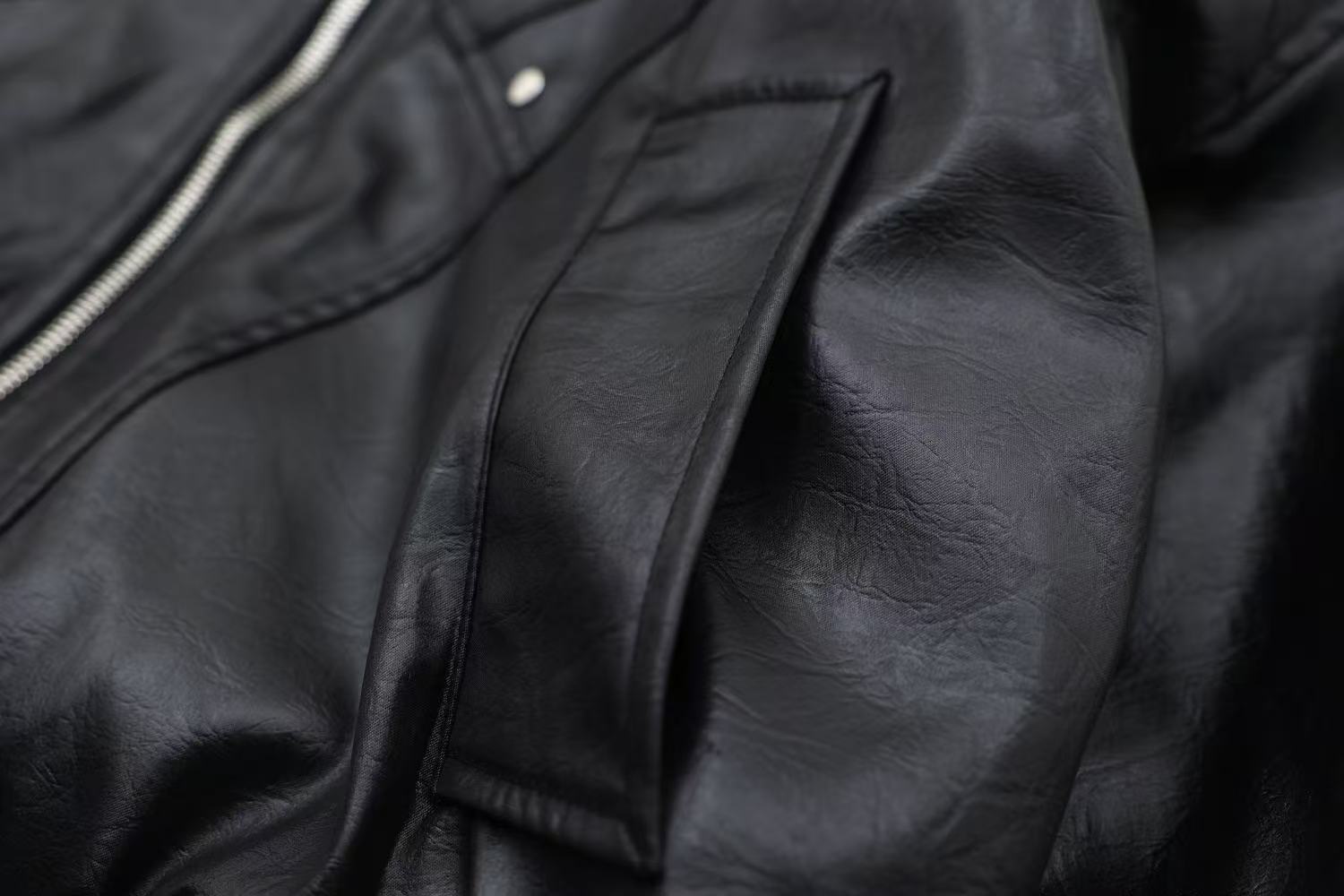 Vintage Pu Leather with Faux-Fur Hooded Jacket