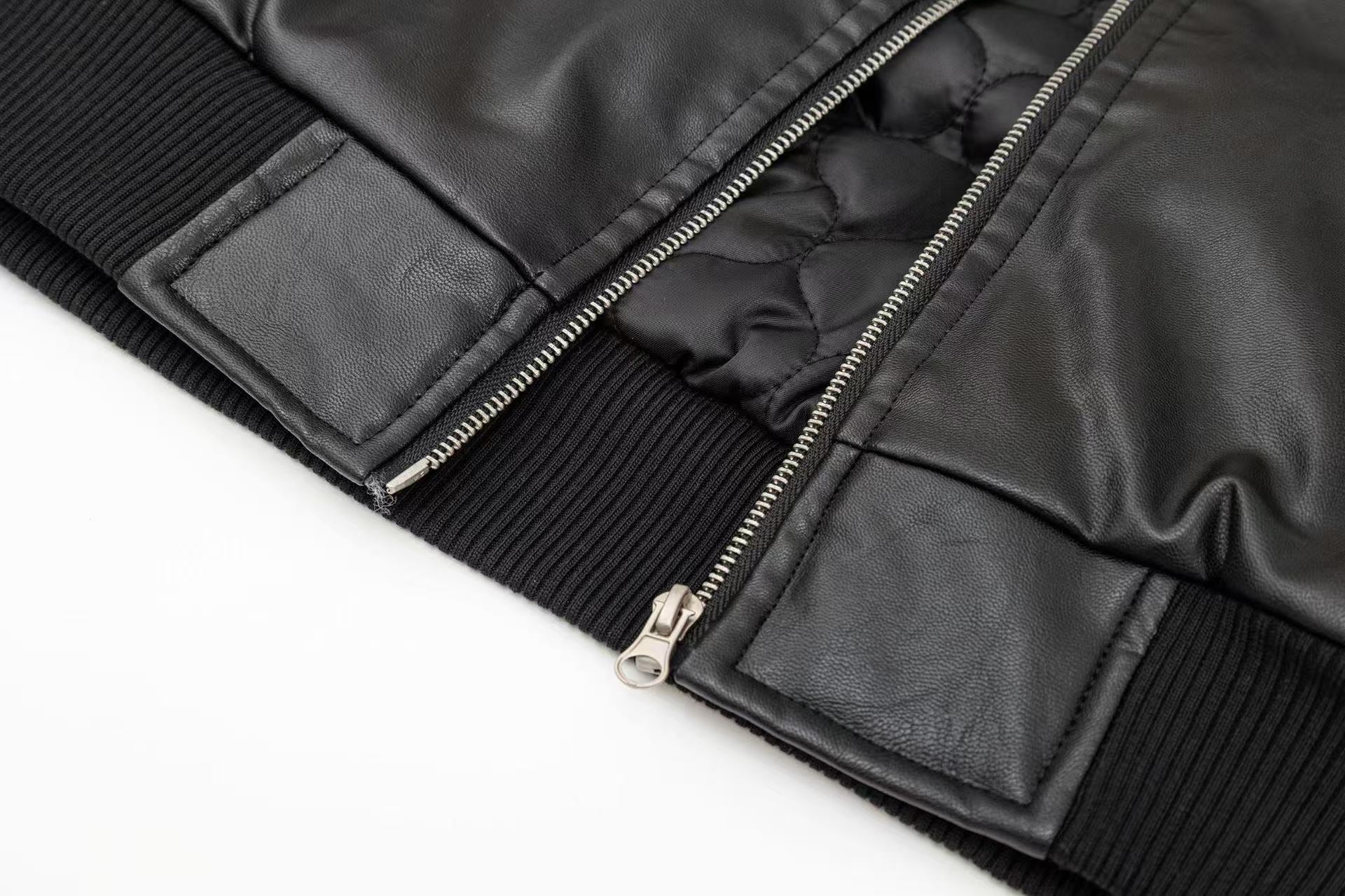 Vintage Pu Leather with Faux-Fur Hooded Jacket