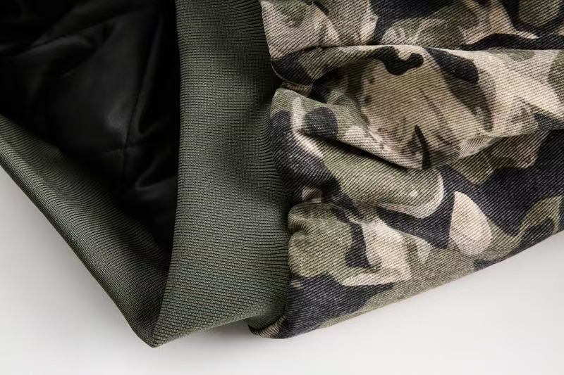 Vintage Camo Fur Collar Hooded Jacket