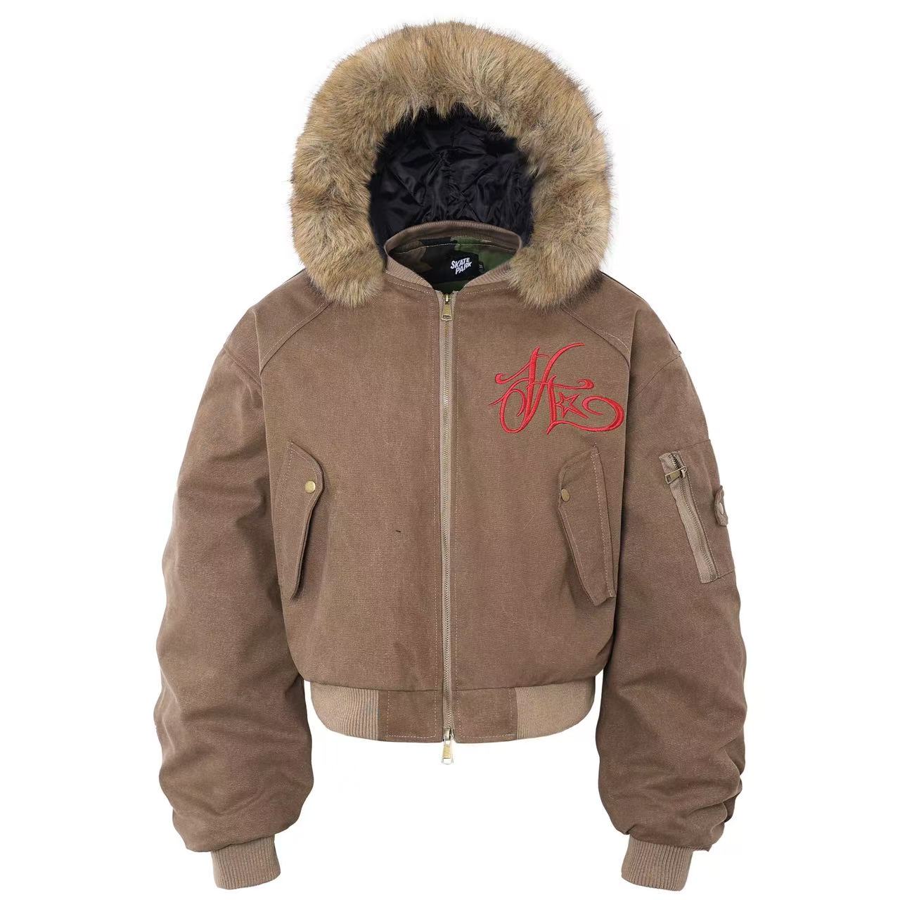 Vintage Fur Collar Hooded Jacket