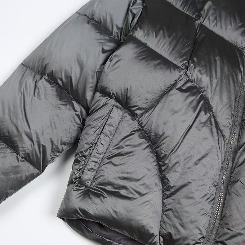 Metallic Water-Resistant Puffer Jacket in 90% White Duck Down