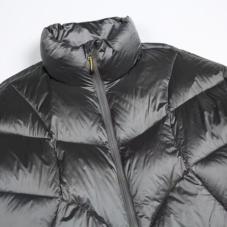 Metallic Water-Resistant Puffer Jacket in 90% White Duck Down