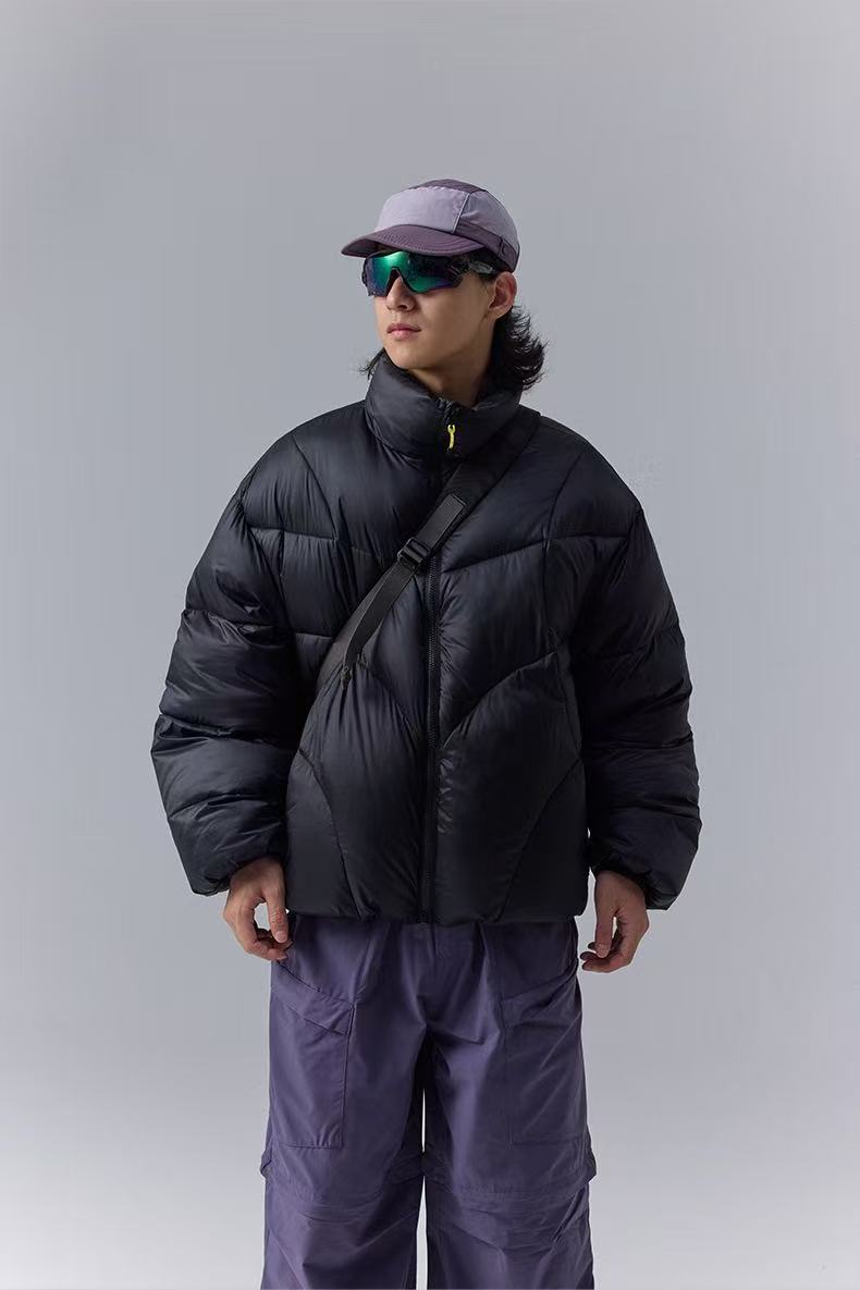 Metallic Water-Resistant Puffer Jacket in 90% White Duck Down