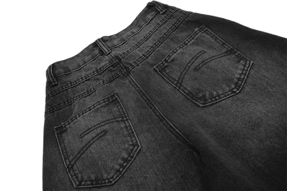 Washed Wide-Leg Baggy Jeans