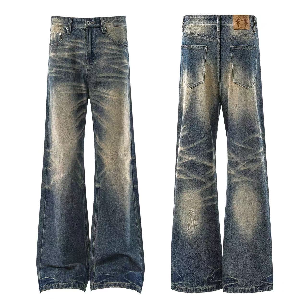 Washed Straight-Leg Jeans