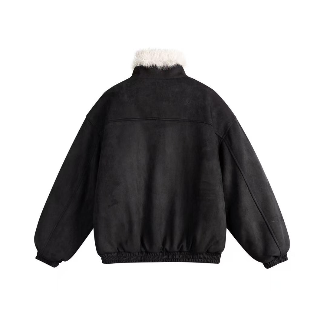Clean-Fit Faux-Fur Collar Jacket