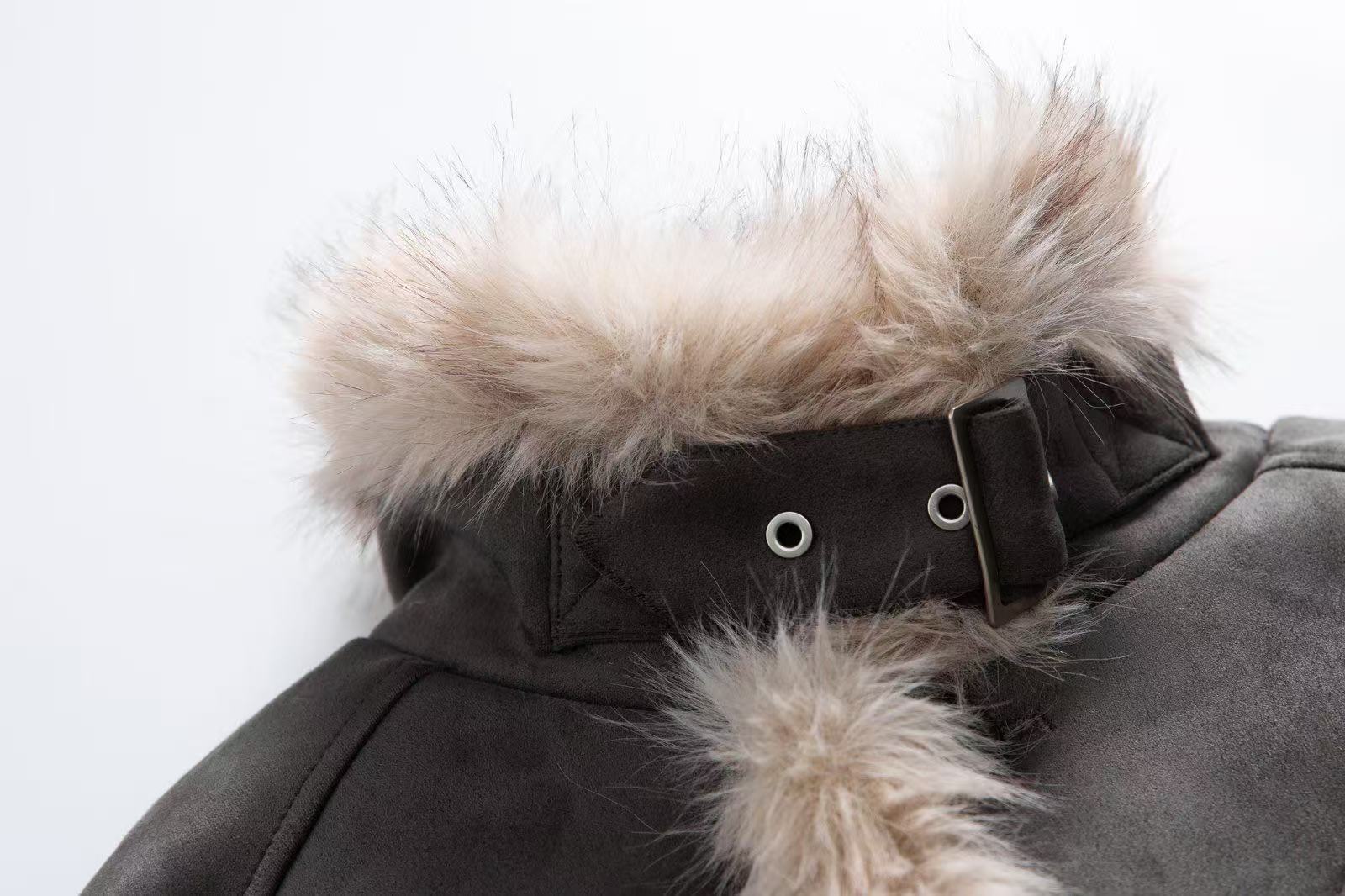 Clean-Fit Faux-Fur Collar Jacket