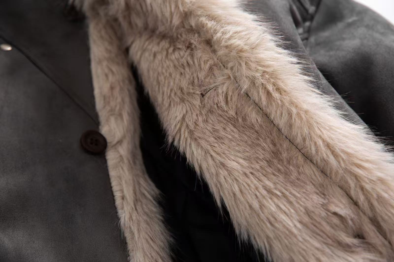 Clean-Fit Faux-Fur Collar Jacket